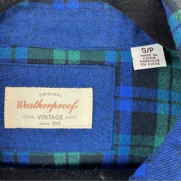 Weatherproof Vintage Plaid Flannel Cotton Outdoor Button Down Shirt Small Blue - Picture 4 of 9